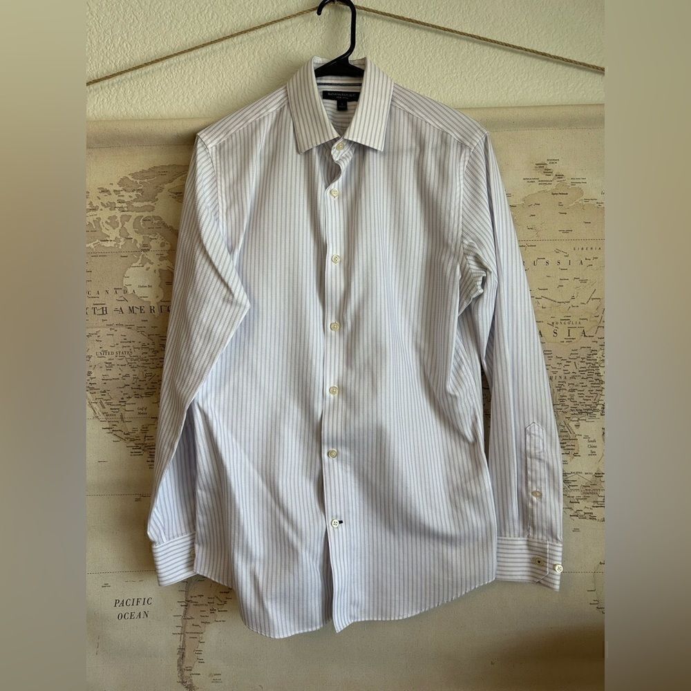Men’s Banana Republic Blue Stripe Long Sleeve Button Down Dress Shirt